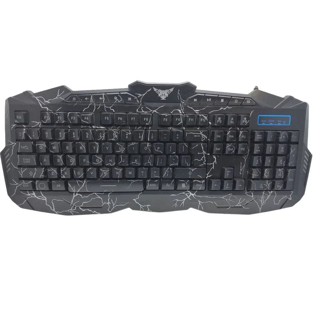 bluefinger gaming lighted usb wired led backlit 3 color light change keyboard
